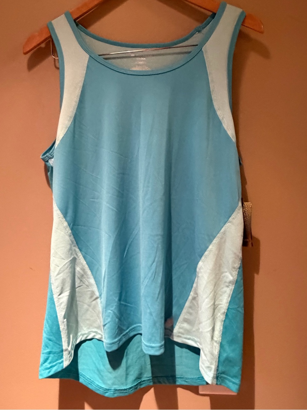 tek gear Aqua and White Mesh Athletic Tank Top NWT